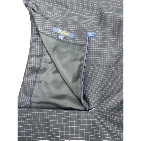 Womens Brooks Brothers 4 Skirt 100% Wool Woven In Italy Black Knee Length A-Line - Picture 9 of 12